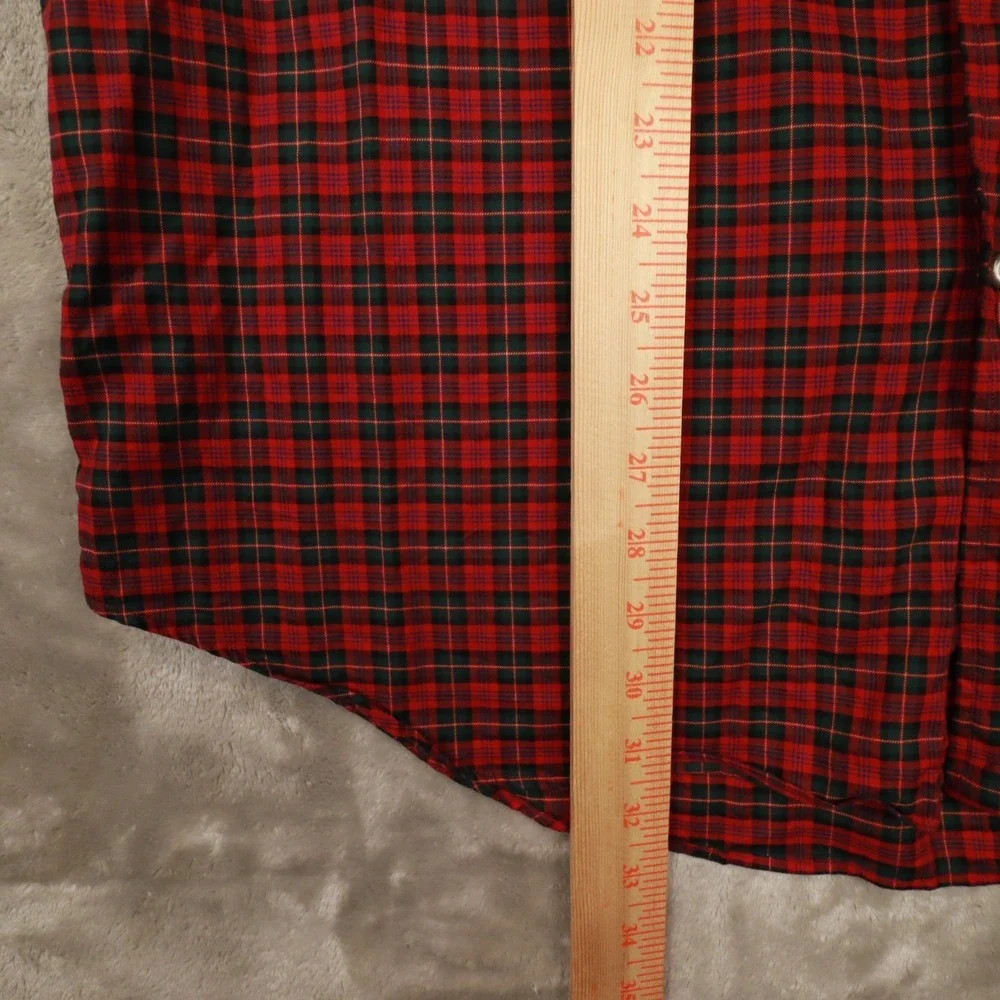 Ralph‎ Lauren Red Green Tartan Plaid Long Sleeve Button Up Shirt size XL